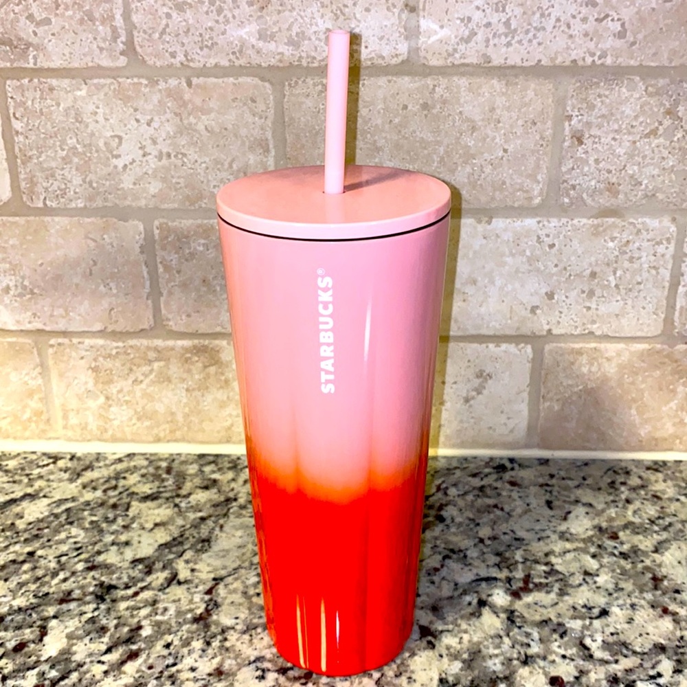 Starbucks OMBRE PINK RED Stainless Steel Tumbler!